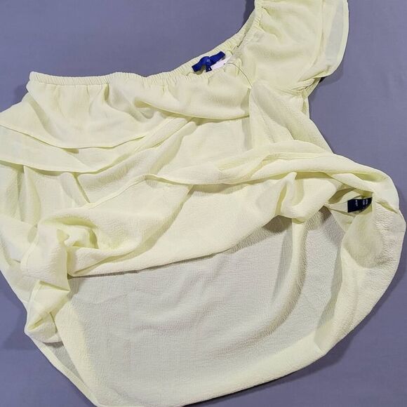 Apt. 9 Yellow Shirt Ruffled One Shoulder Blouse Stretch NEW $30 Women's Size XL - Picture 9 of 9
